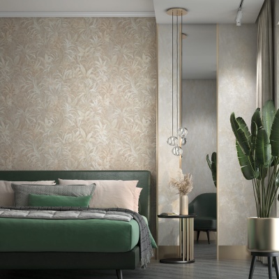 Обои виниловые Экзотика мотив, светлый бежевый