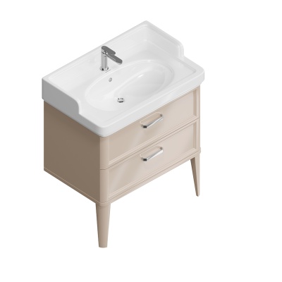 Тумба POMPEI напольная с 2 ящиками 80, камео бежевый глянцевый