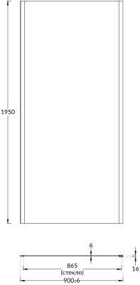 Душевая боковая панель VETRO, 90х195, матовый черный