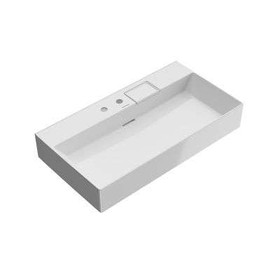 Раковина LOGICA мебельная\подвесная с двумя отверстиями 90, белая глянцевая