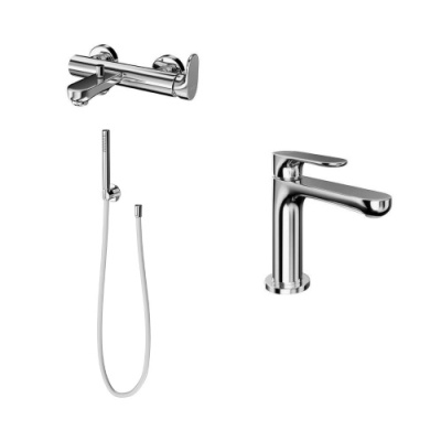 Комплект для ванной комнаты OLE со смесителем для ванны, ручным душем и смесителем для раковины, хром