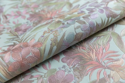 Обои виниловые Джангл мотив, голубой цветной Обои виниловые Джангл мотив, голубой цветной