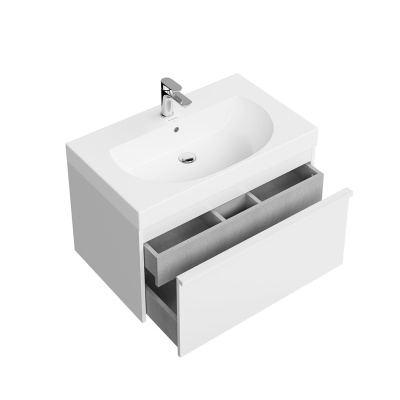 Тумба MODULA подвесная 80 с ящиком 1+1, белая глянцевая