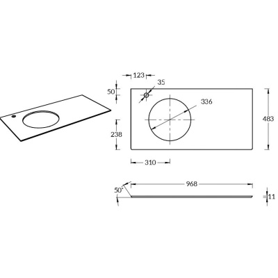Столешница из керамогранита для раковин, встраиваемых сверху, Ониче 97 см, розовый лаппатированный Столешница из керамогранита для раковин, встраиваемых сверху, Ониче 97 см, розовый лаппатированный
