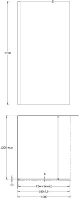 Душевая перегородка VETRO, 100х195, хром