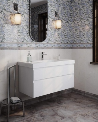 Раковина CUBO подвесная/мебельная 100, белая глянцевая Раковина CUBO подвесная/мебельная 100, белая глянцевая